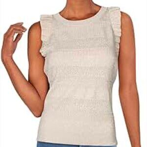 I.N.C. Womens Mrtallic Ruffled Sweater - NWT